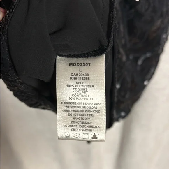 MISS ME “ TAKE A MOMENT “ Sequin TANK HALTER black Dress LARGE  NWT - Picture 7 of 7
